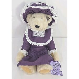 Annette Funicello Collectible Bear Co White Bear w/ Purple Dress and Hat U319